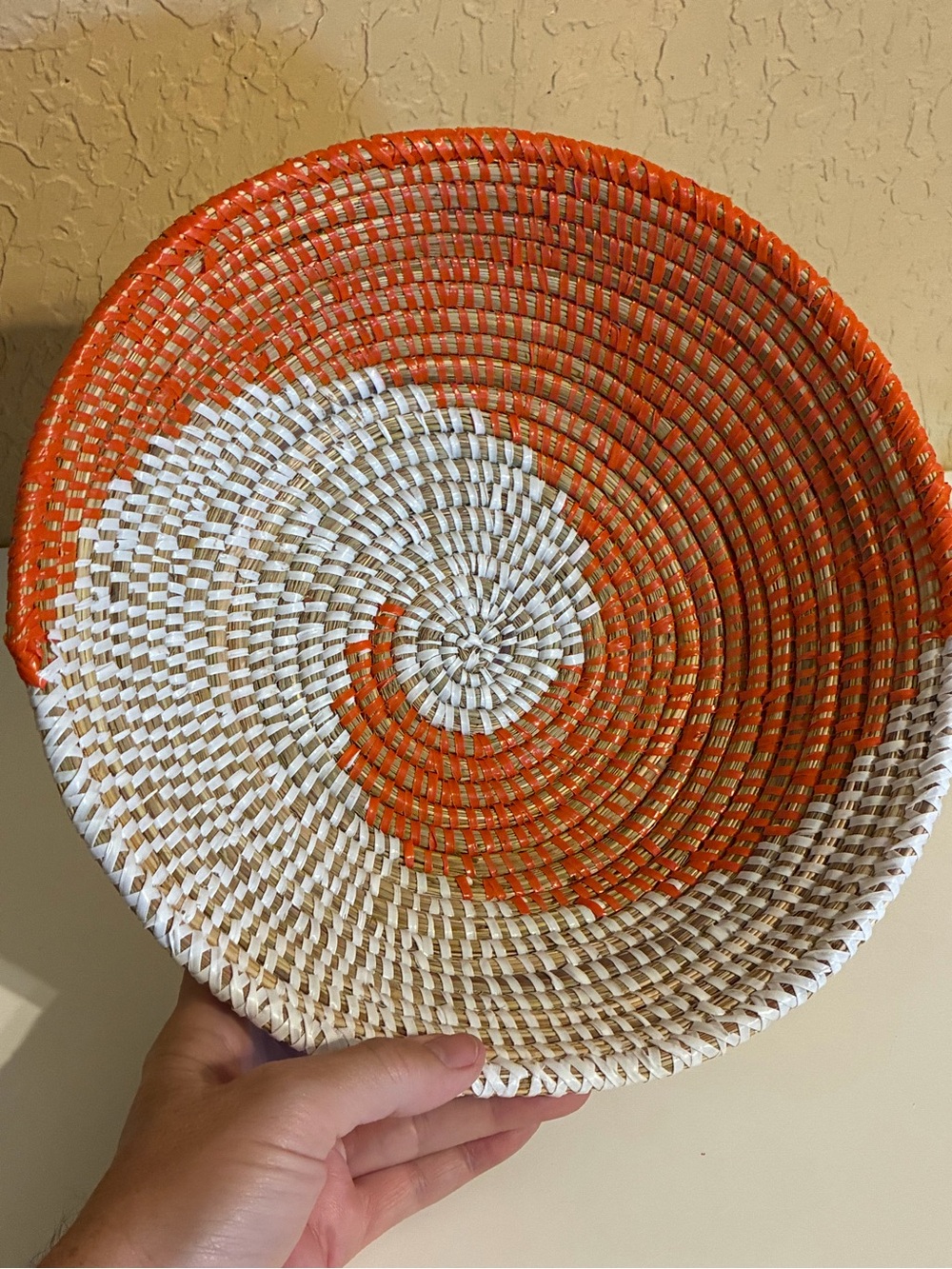 Handwoven African Fele Wall Basket Made In Senegal From Natural Fibers & Plastic
